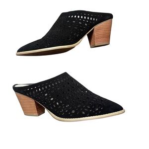 Like New Seychelles Black Suede Mules